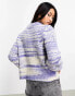 Only chunky knit jumper in blue and white space dye