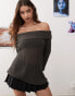 Фото #1 товара Weekday Lori off shoulder lightweight knit jumper in grey