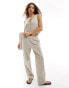 Monki co-ord linen wide leg trousers in beige