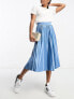 Vila Petite pleated midi skirt in blue