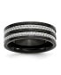 ფოტო #1 პროდუქტის Titanium Polished Black Grey Carbon Fiber Inlay Band Ring