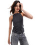 Vero Moda high neck jersey tank top in asphalt grey grau, XS - EU 34 - фото #1