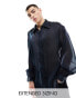 Фото #3 товара ASOS DESIGN oversized shirt with blouson sleeve in two tone organza in blue