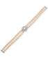 Freshwater Pearl (5-6mm) & Cubic Zirconia Double Row Bracelet in Sterling Silver