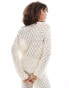 Vila crochet boatneck jumper co-ord in cream