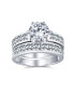 ფოტო #1 პროდუქტის 3CT Simple Round Solitaire Brilliant Cut AAA CZ Side Stone Princess Cut Band Anniversary Engagement Wedding Ring Set Sterling Silver Customizable