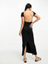 Фото #10 товара ASOS DESIGN soft touch capped sleeve scoop back maxi dress with in black