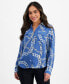 Petite Printed Button-Down Top, Created for Macy's