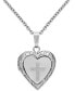 Фото #1 товара Macy's children's Mother of Pearl Cross and Heart Locket in Sterling Silver (1/5 ct. t.w.)