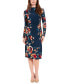 ფოტო #1 პროდუქტის Women's Draped-Neck Long-Sleeve Dress