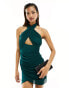 Фото #2 товара ASOS DESIGN layered mesh halterneck mini dress in forest green