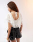 Фото #4 товара ASOS DESIGN lace ruffle cape blouse top in ivory