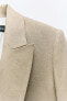 Linen blend roll-up sleeve open blazer