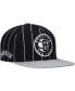 ფოტო #1 პროდუქტის Men's Black, Gray Brooklyn Nets Hardwood Classics Pinstripe Snapback Hat