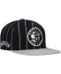 Men's Black, Gray Brooklyn Nets Hardwood Classics Pinstripe Snapback Hat