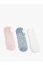 3'lü Patik Çorap Seti Dikiş Detaylı Çok Renkli