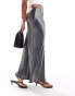 Фото #2 товара ASOS DESIGN high shine satin bias maxi skirt in grey