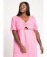 Фото #2 товара Plus Size Twist Bodice Puff Sleeve Dress - 18, Sweet Pink