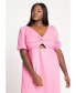 ფოტო #2 პროდუქტის Plus Size Twist Bodice Puff Sleeve Dress