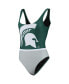 ფოტო #2 პროდუქტის Women's Green Michigan State Spartans One-Piece Bathing Suit