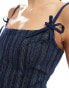 Фото #4 товара Lioness denim cami corset top with bow detail co-ord in dark blue pinstripe