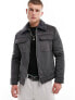 River Island shearling jacket in dark grey