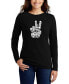 ფოტო #1 პროდუქტის Women's Long Sleeve Word Art Peace Out T-shirt