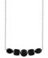 ფოტო #1 პროდუქტის Onyx Mixed-Cut Five Stone Bar 18" Pendant Necklace in Sterling Silver