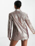 Фото #2 товара ASOS DESIGN metallic nipped waist suit blazer in silver