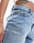 Фото #5 товара Noisy May straight leg ripped denim short in lightwash blue