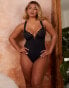 Wolf & Whistle X Natalie Gessey Fuller Bust underwire swimsuit in black with lace cup detail