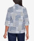 Фото #2 товара Petite A Fresh Start Embroidered Stripe Patch Button Down Top