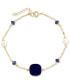 ფოტო #1 პროდუქტის EFFY® Lapis Lazuli, Freshwater pearl (4-1/2mm),& Sapphire (1/2 ct. t.w.) Station Bracelet in 14k Gold