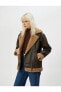 Фото #1 товара Байкерская куртка из искусственной кожи с меховыми деталями, на молнии и с карманами Koton