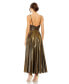 Women's Ieena Sleeveless V Neck Pleated Top Metallic Gown