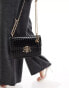 River Island Embossed woven satchel bag in black