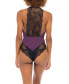 Фото #2 товара Women's Lingerie Ribbed Jersey Romper with Lace Racerback and Shorts