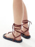 Фото #5 товара ASOS DESIGN Fillipa rope-tie flat sandals in red and navy