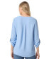 Women's Long Sleeve Collarless Tunic with D-Rings Top