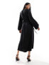 & Other Stories ruched midaxi dress with volume sleeves in black