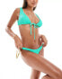 ASOS DESIGN Alice shirred tie front triangle bikini top in aqua Голубой, 38 - фото #3