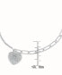 ფოტო #2 პროდუქტის Diamond Accent Open Link Heart Bracelet in Fine Silver Plate