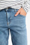 Фото #5 товара Skinny Comfort Fit Dar Rahat Kalıp Normal Bel Ekstra Dar Paça Yırtık Detaylı Jean Pantolon