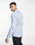 ASOS DESIGN skinny shirt with grandad collar in dusty blue