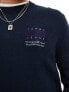 Tommy Jeans regular tonal flag logo jumper in navy