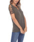 Women's Keyhole Neck Cutout Short Sleeve Top