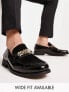 ASOS DESIGN loafers in black faux leather with contrast vamp and broach detail