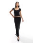 Фото #2 товара Miss Selfridge square neck contrast trim top in black