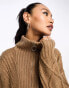 Фото #2 товара SNDYS cable knit wool mix half zip jumper in camel