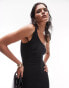 Topshop super soft shaping one shoulder slip dress in black